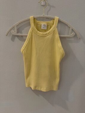 Zara Lemon Ribbed Halter Tank Top